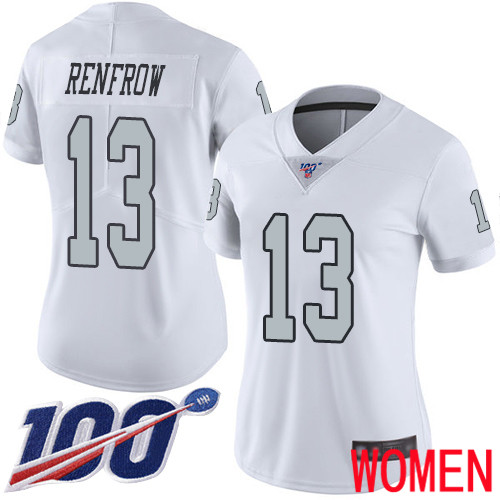 Oakland Raiders Limited White Women Hunter Renfrow Jersey NFL Football #13 100th Season Rush Jersey->youth nfl jersey->Youth Jersey